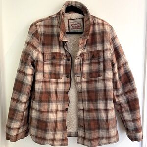 Men’s LEVI’S Fleece-Lined Plaid Flannel Jacket, Size L